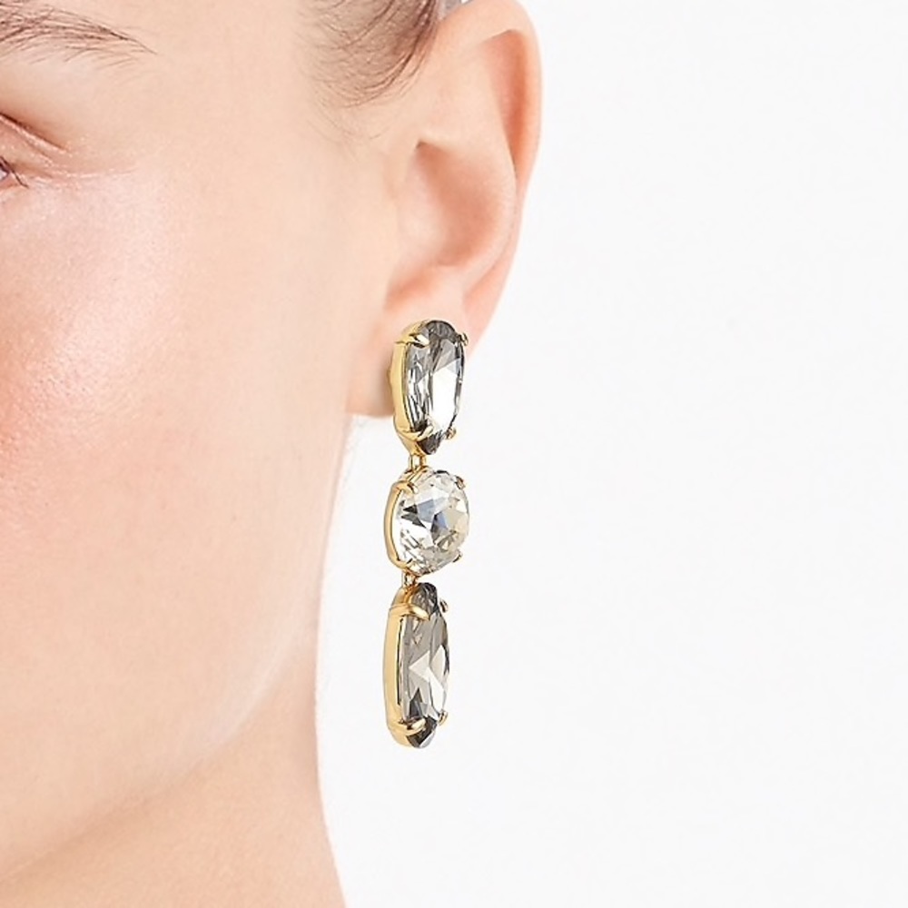 HP⭐️JCREW Pear-Shaped Triple Stone Drop Earrings - Picture 3 of 3